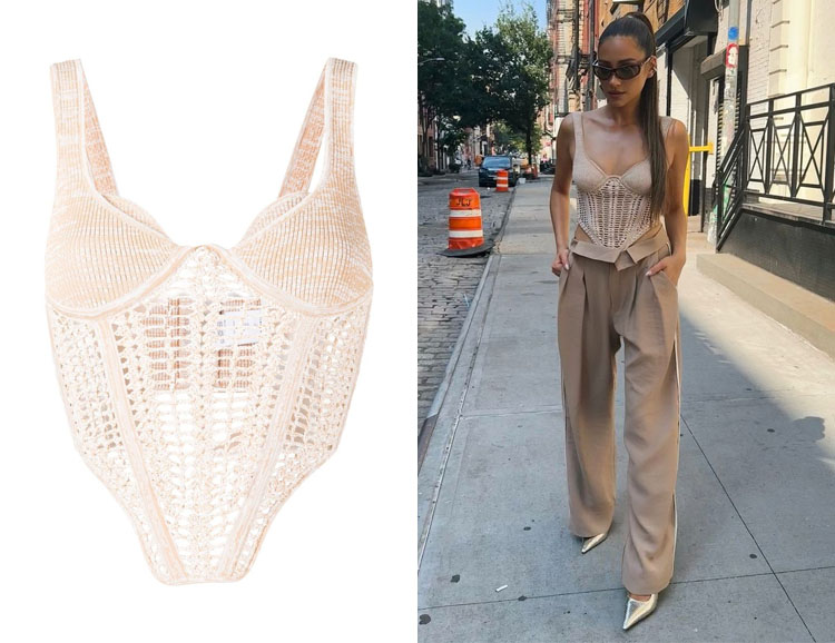 Shay Mitchell's Dion Lee Crochet Corset Top