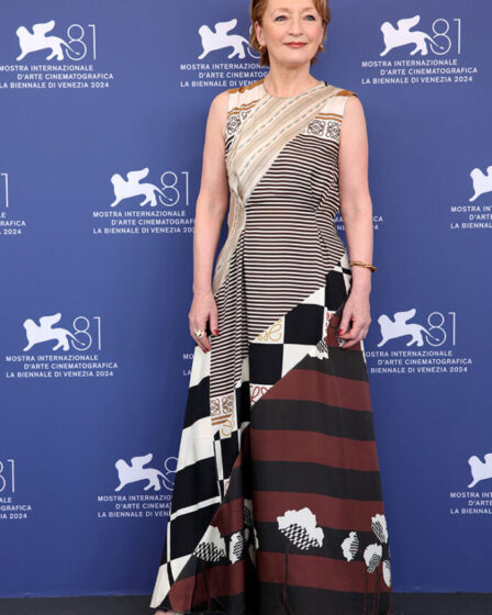 Lesley Manville attends the "Queer" photocall during the 81st Venice International Film Festival