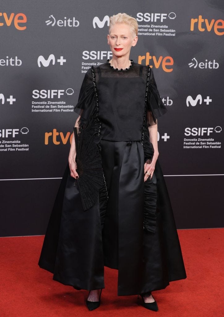 Tilda Swinton Wore Chanel Haute Couture To 'The Room Next Door' San Sebastian Film Festival Premiere