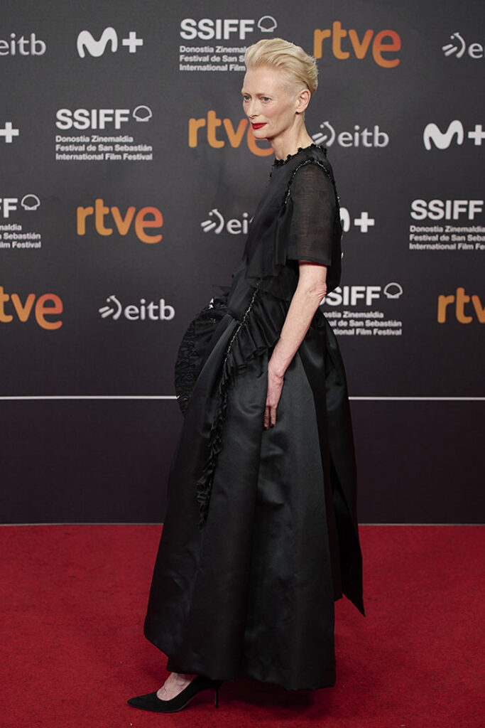 Tilda Swinton attends the 'La Habitación De Al Lado / The Room Next Door' premiere during the 72nd San Sebastian International Film Festival