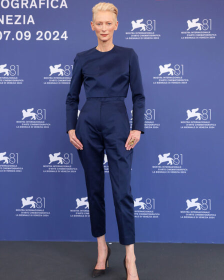 Tilda Swinton Wore Delpozo To 'The Room Next Door' Venice Film Festival Photocall