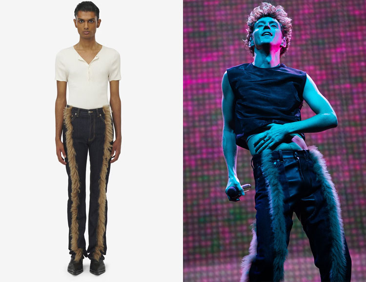 Troye Sivan's McQueen Shearling Trim Jeans