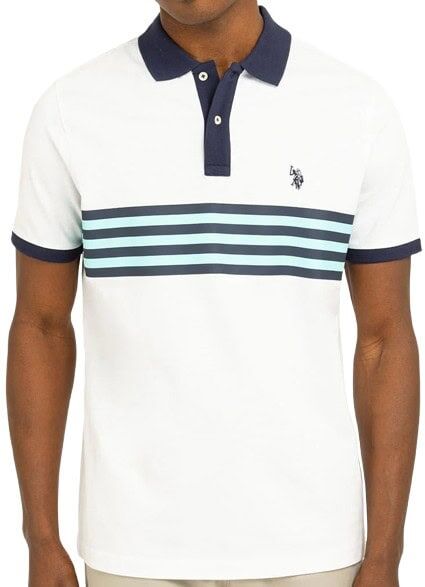 US Polo Assn. - Printed Chest Stripe Pique Polo Shirt