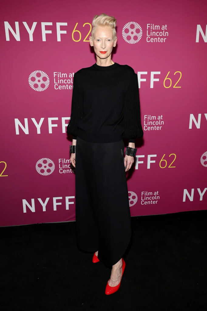 Tilda Swinton attends the "The Room Next Door" premiere during the 62nd New York Film Festival 