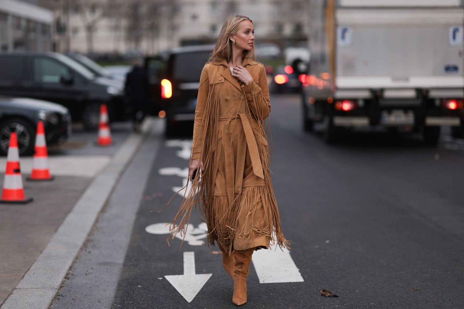 Suede trench coat in Paris