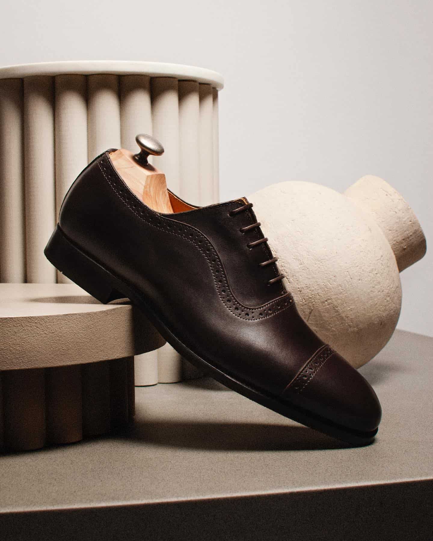 a brown leather oxford shoe by myrqvist