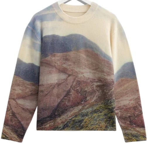 Wax London Wilde Natural Landscape Print Wool Jumper: best sweater brands for men