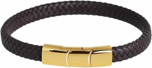 Geoffrey Beene Men’s Braided Genuine Leather Bracelet