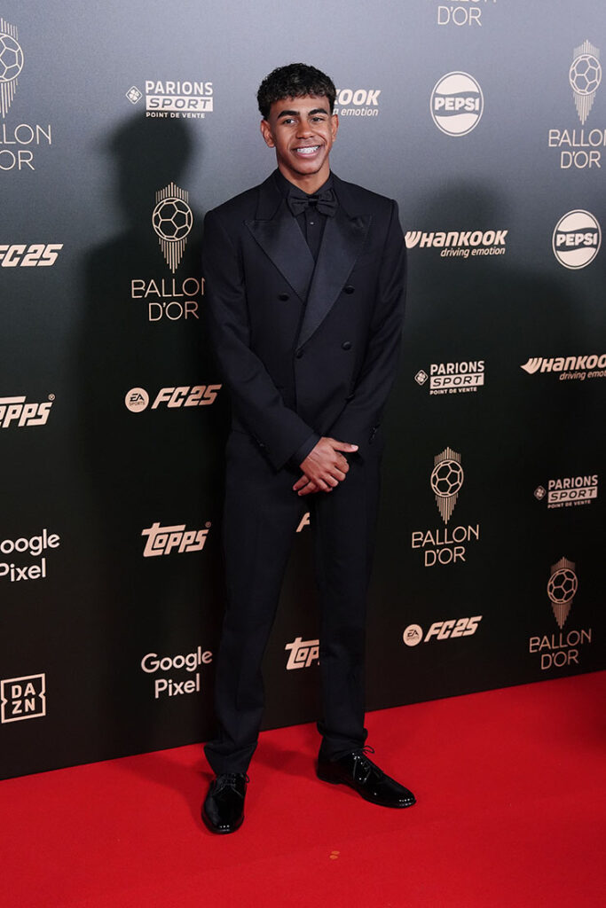 Barcelona and Spain player Lamine Yamal on the red carpet ahead of the Ballon d'Or awards ceremony 2024