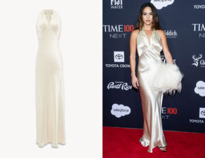 Adria Arjona's Saint Laurent Halter Satin Dress