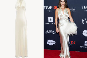 Adria Arjona's Saint Laurent Halter Satin Dress