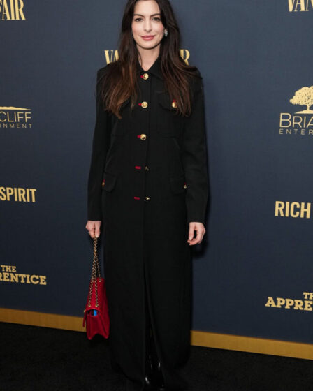 Anne Hathaway Wore Versace To 'The Apprentice' New York Screening