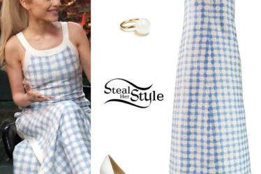 Ariana Grande: Gingham Dress, White Pumps