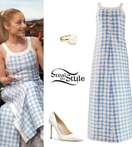 Ariana Grande: Gingham Dress, White Pumps