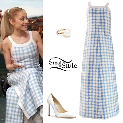 Ariana Grande: Gingham Dress, White Pumps