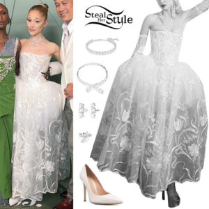 Ariana Grande: White Gown and Pumps