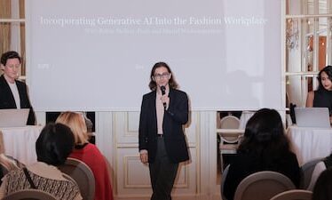 BoF Careers exclusive presentation and networking event at the Plaza Athénée. Pictured from left: Robin Mellery-Pratt, BoF's head of content strategy, Charles Jones, associate director of business of development, and Shenel Wickramaratne, senior associate of content strategy.