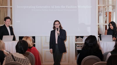 BoF Careers exclusive presentation and networking event at the Plaza Athénée. Pictured from left: Robin Mellery-Pratt, BoF's head of content strategy, Charles Jones, associate director of business of development, and Shenel Wickramaratne, senior associate of content strategy.