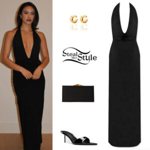 Camila Mendes: Black Dress and Sandals