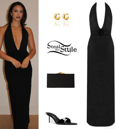 Camila Mendes: Black Dress and Sandals