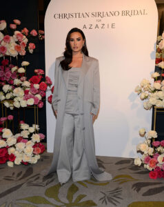 Demi Lovato attends the unveiling of Christian Siriano’s Bridal Collection with Azazie