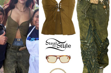 Dua Lipa: Khaki Top and Pants