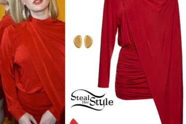 Emma Roberts: Red Dress and Pumps