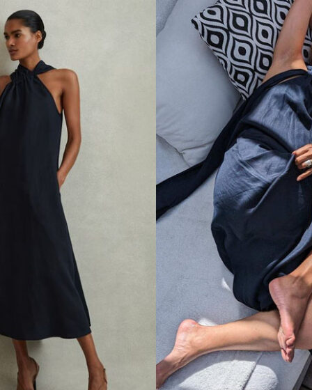 Halle Berry's REISS Cosette Linen Midi Dress