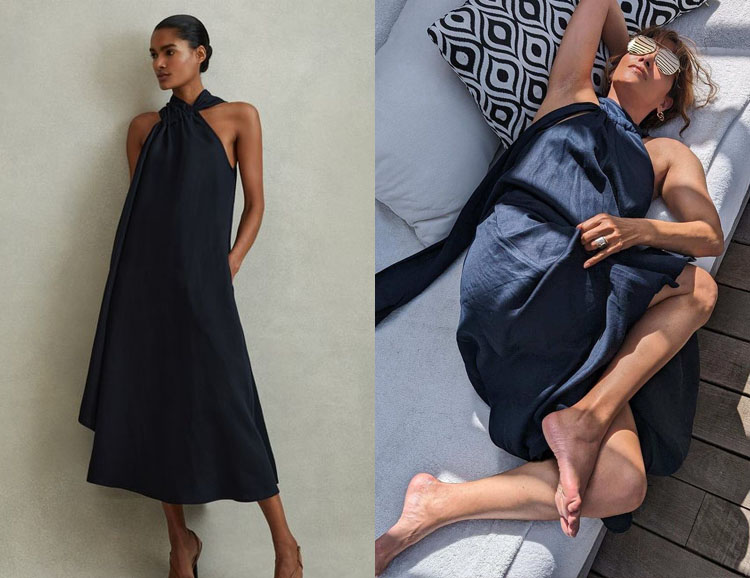 Halle Berry's REISS Cosette Linen Midi Dress