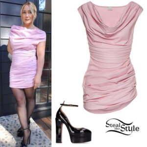 Hilary Duff: Pink Mini Dress, Black Pumps