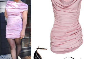 Hilary Duff: Pink Mini Dress, Black Pumps