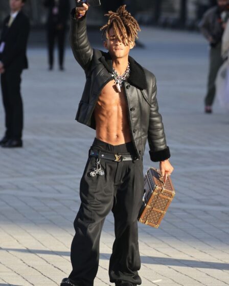 Jaden Smith attends Louis Vuitton at he Louvre during the Womenswear Spring/Summer 2025 as part of Paris Fashion Week on October 01, 2024 in Paris, France. (Photo by Neil Mockford/GC Images)