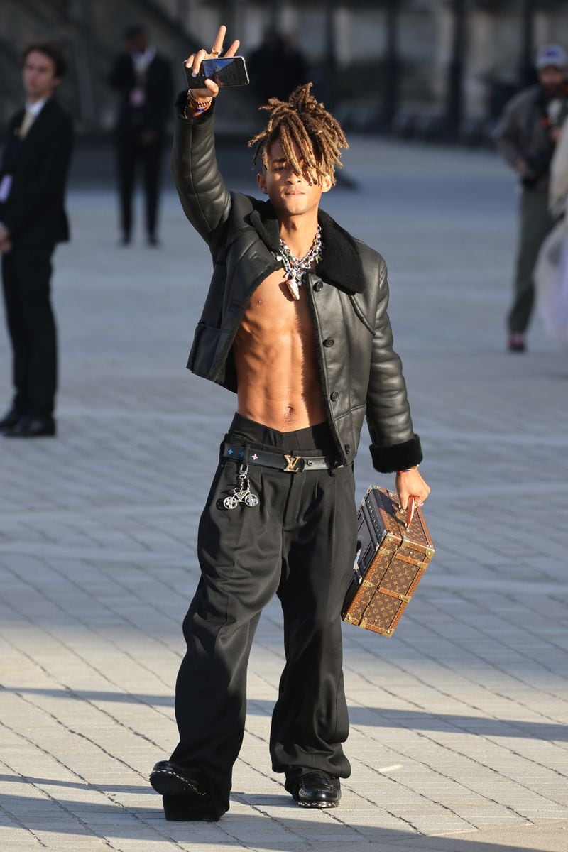 Jaden Smith attends Louis Vuitton at he Louvre during the Womenswear Spring/Summer 2025 as part of Paris Fashion Week on October 01, 2024 in Paris, France. (Photo by Neil Mockford/GC Images)