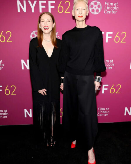 Julianne Moore and Tilda Swinton attends the "The Room Next Door" premiere during the 62nd New York Film Festival