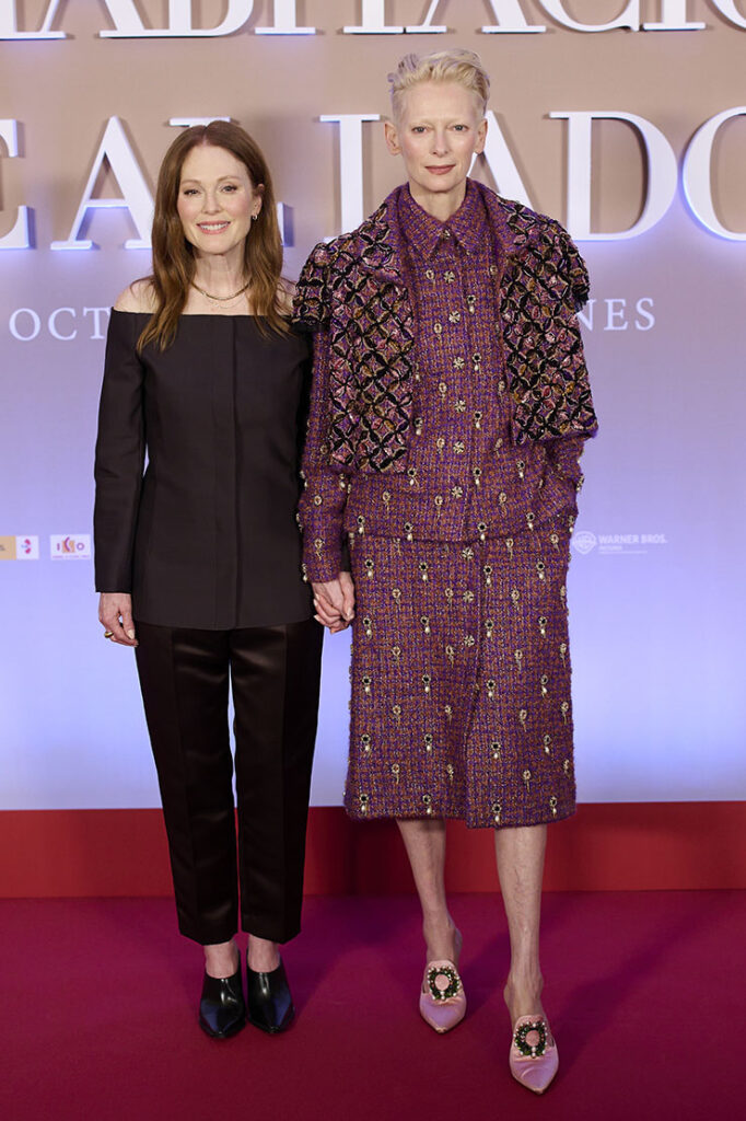 Julianne Moore and Tilda Swinton Serve Complementary Berry Tones at ‘The Room Next Door’ Madrid Photocall