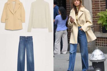 Katie Holmes' Banana Republic Peacoat, Turtleneck & Jeans