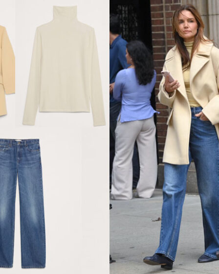 Katie Holmes' Banana Republic Peacoat, Turtleneck & Jeans