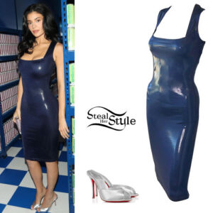 Kylie Jenner: Blue Dress, Silver Mules