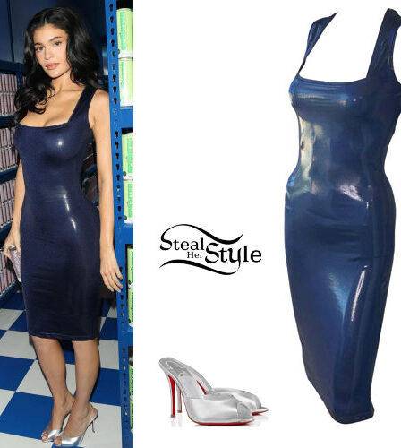 Kylie Jenner: Blue Dress, Silver Mules