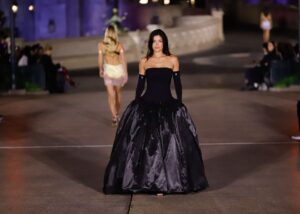 Kylie Jenner on the runway at Coperni RTW Spring 2025 as part of Paris Ready to Wear Fashion Week held at Disneyland Paris on October 1, 2024 in Paris, France.  (Photo by River Callaway/WWD via Getty Images)