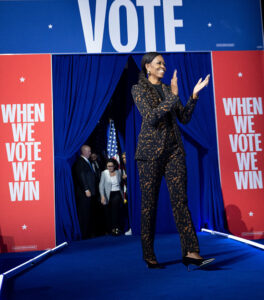 Michelle Obama's bold tailoring at Kamala Harris’ Michigan Rally