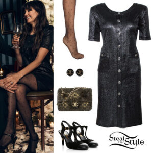 Nina Dobrev: Black Mini Dress and Pumps