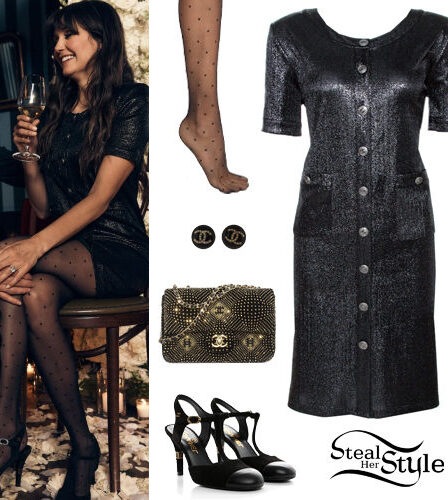 Nina Dobrev: Black Mini Dress and Pumps