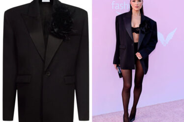 Olivia Culpo's AREA Flower Corsage Oversized Blazer