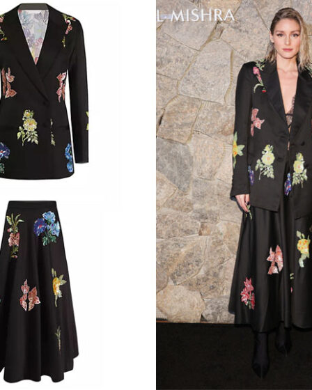 Olivia Palermo's AFEW Rahul Mishra Sequined Floral Blazer & Skirt