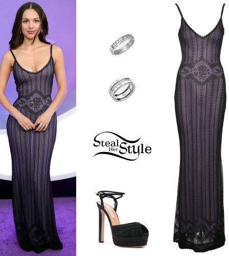 Olivia Rodrigo: Lace Maxi Dress, Black Shoes