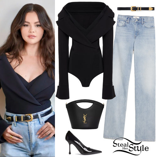 Selena Gomez: Black Bodysuit, Blue Jeans