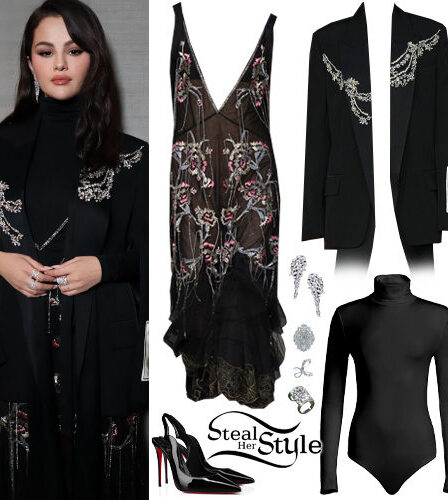 Selena Gomez: Embroidered Dress and Jacket