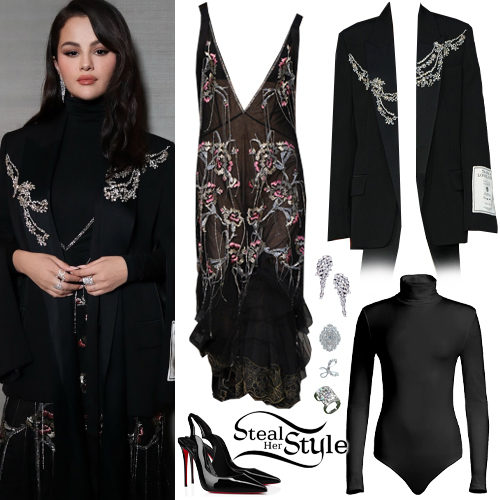 Selena Gomez: Embroidered Dress and Jacket