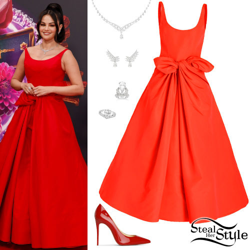 Selena Gomez: Red Gown and Pumps